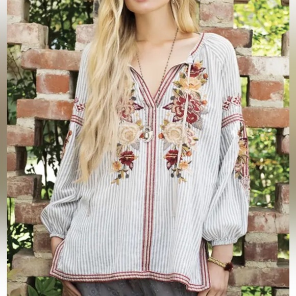 Johnny Was Artemis Embroidered Top